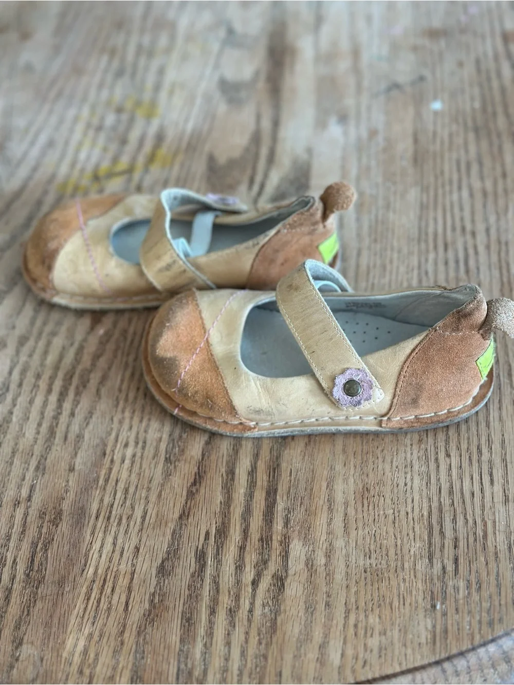 Girls Beige Tan Mary Jane Dress Shoes with Suede Accents